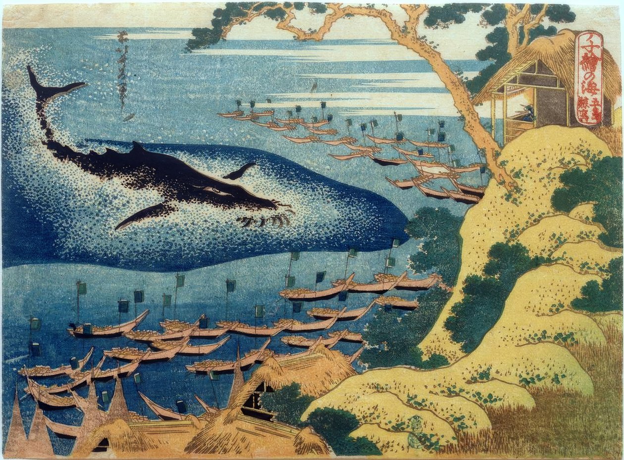 Walvisvangst voor de Gotō-eilanden door Katsushika Hokusai