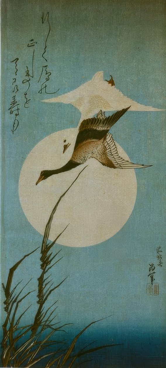 Twee wilde ganzen door Katsushika Hokusai