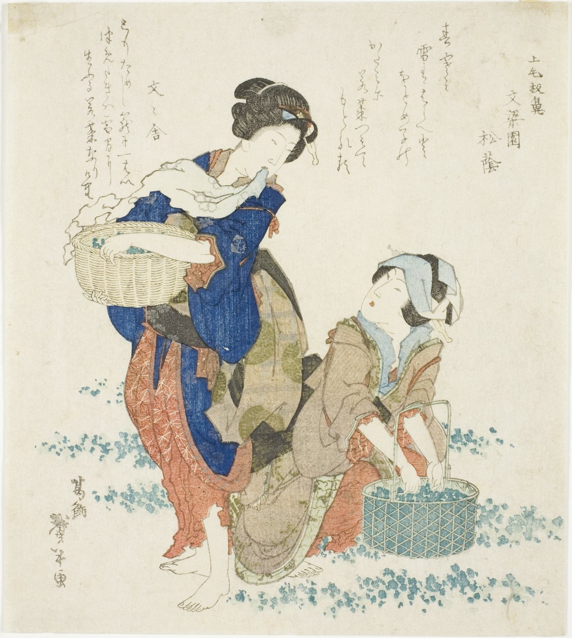 Twee Vrouwen die Kruiden Verzamelen door Katsushika Taito II