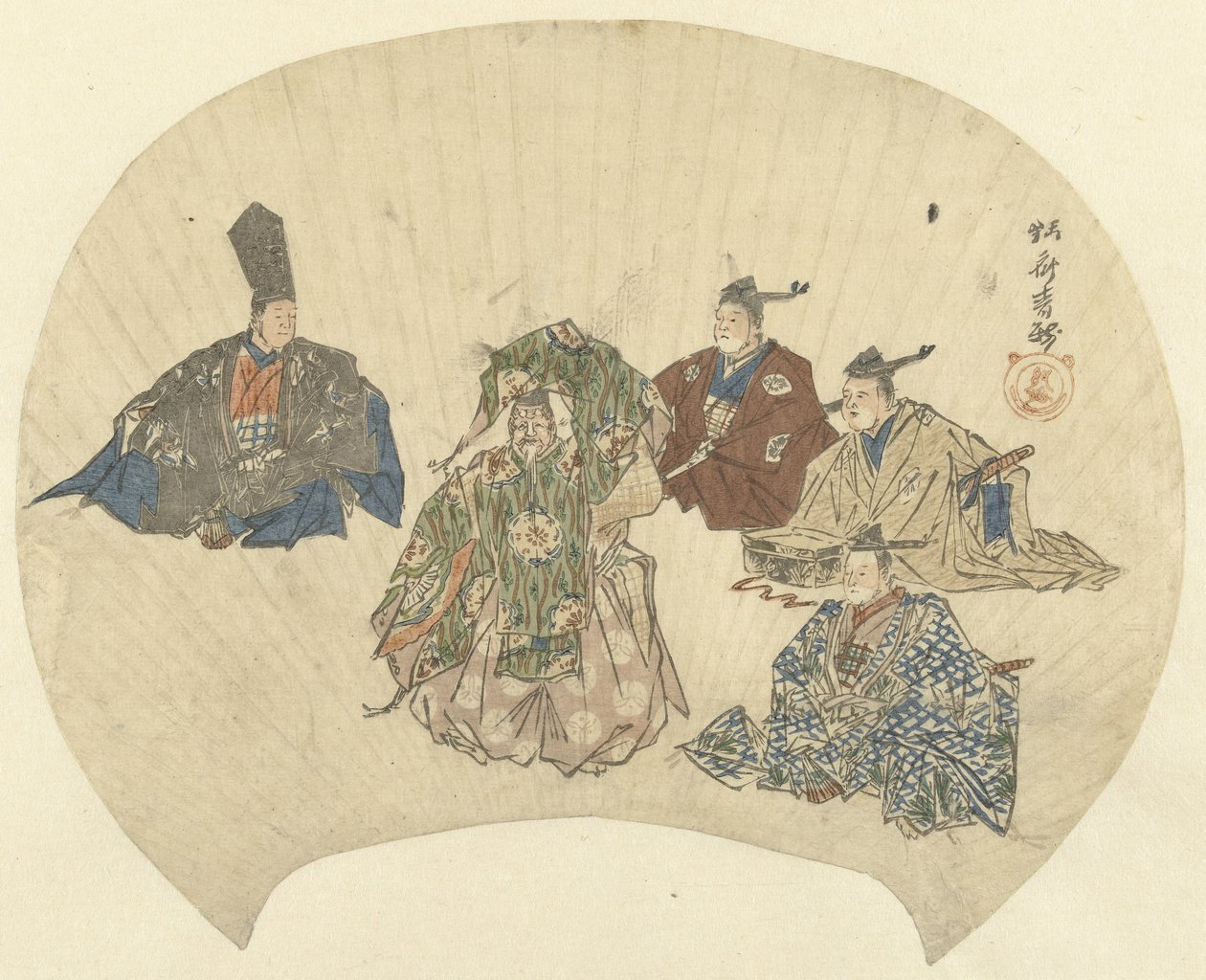 Scene uit het toneelstuk Okina door Kawanabe Kyosai
