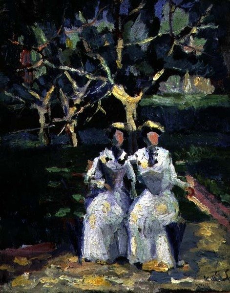 Twee vrouwen in een tuin door Kazimir Severinovich Malevich
