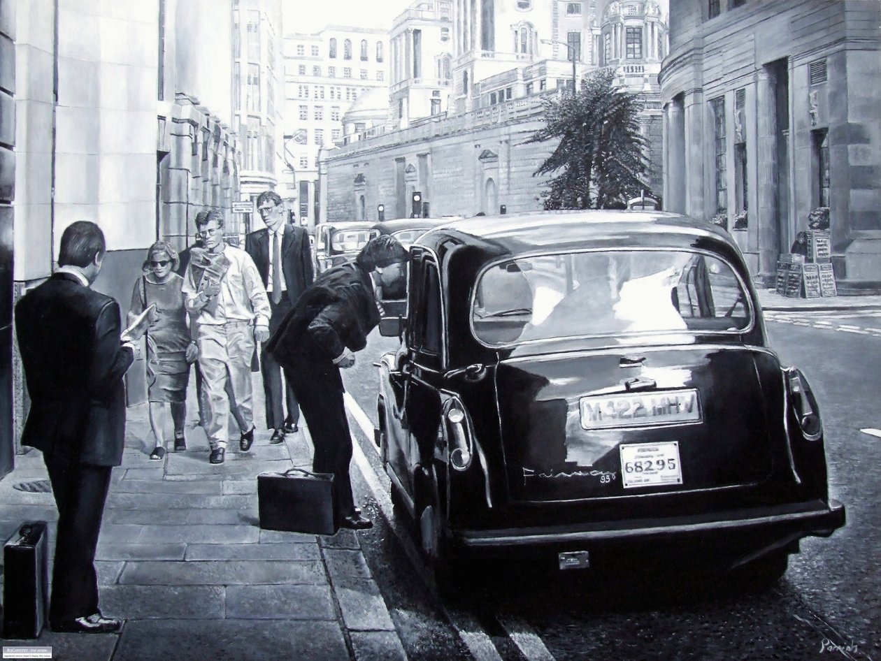 Taxi huren, 2008 door Kevin Guild of Railway Artist Parrish