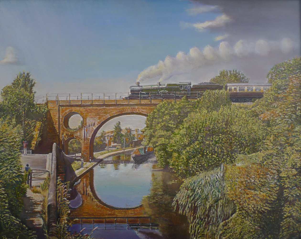 Treinovergang, 2008 door Kevin Guild of Railway Artist Parrish