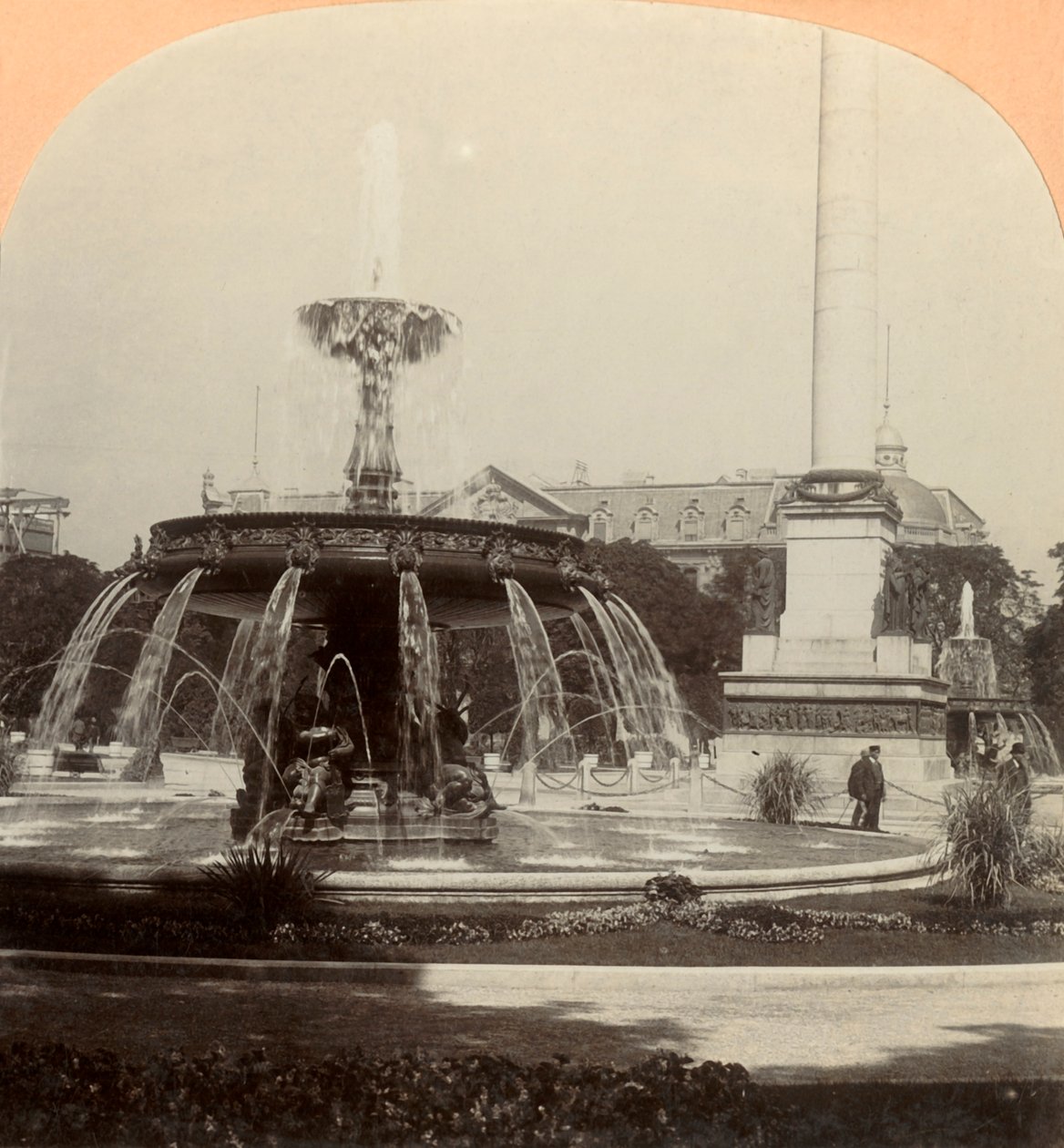 Koninklijk plein, fontein, Stuttgart, Duitsland, 1896 door Keystone View Company