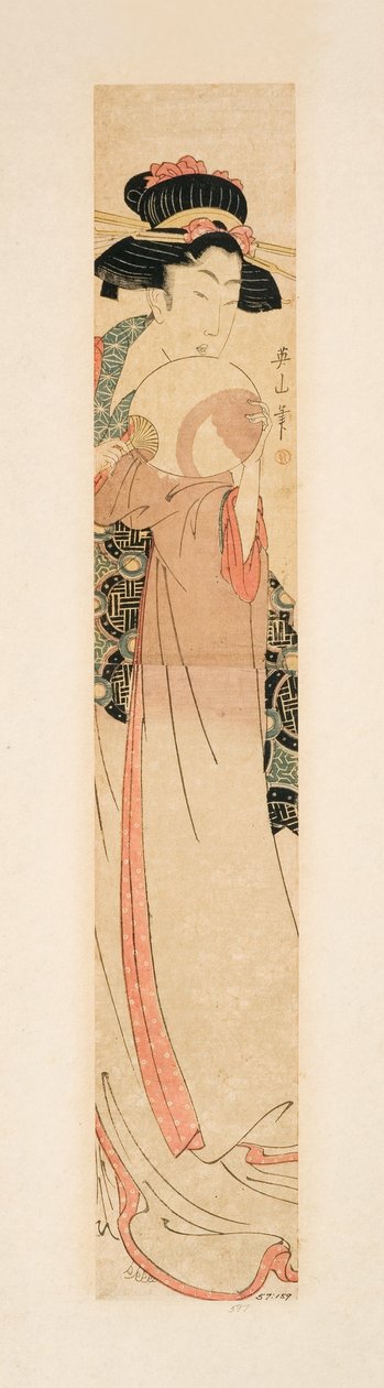 Schoonheid met een waaier, c.1805-10 door Kikukawa Eizan