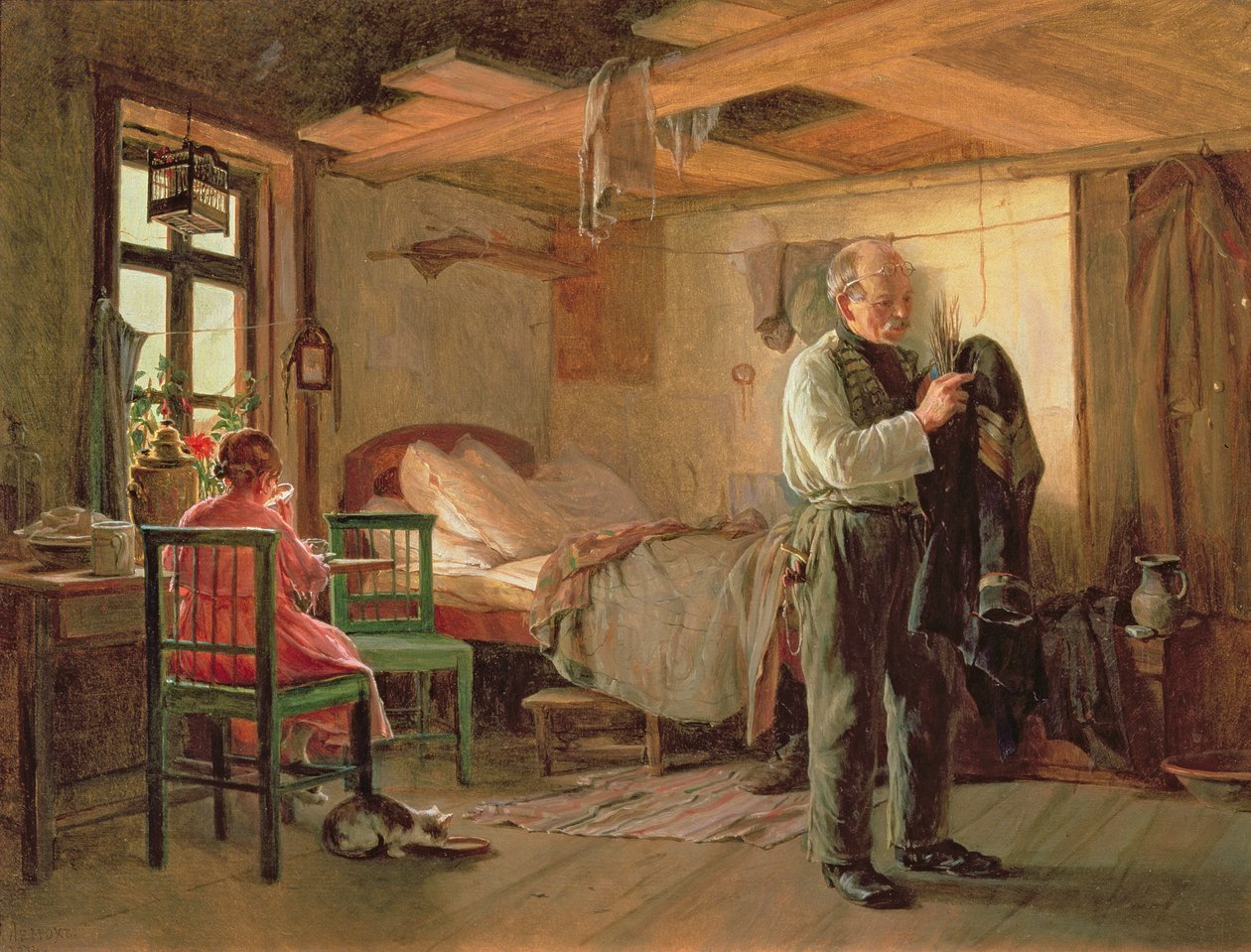 Ochtend in een portiersloge, 1874 door Kirill Vikentevich Lemokh