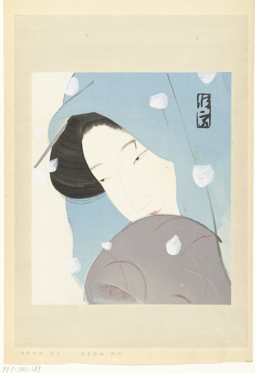 De heldin Umekawa in de sneeuw door Kitano Tsunetomi