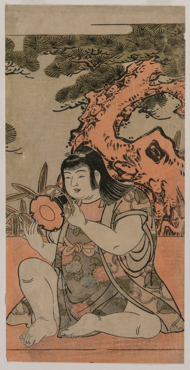 Pop die een handtrommel bespeelt, 1770s door Kitao Shigemasa