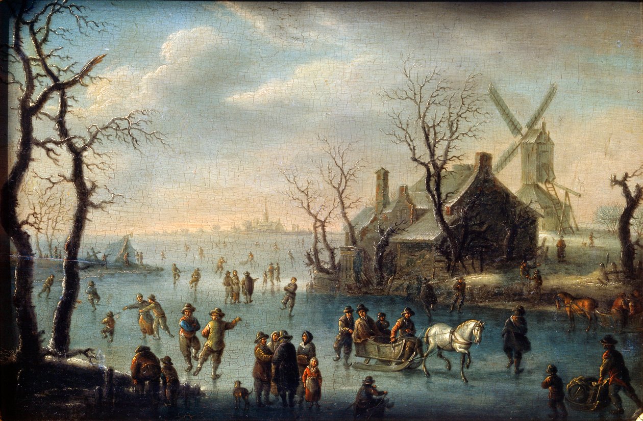 Schaatsers, 17e eeuw door Klaes Molenaer