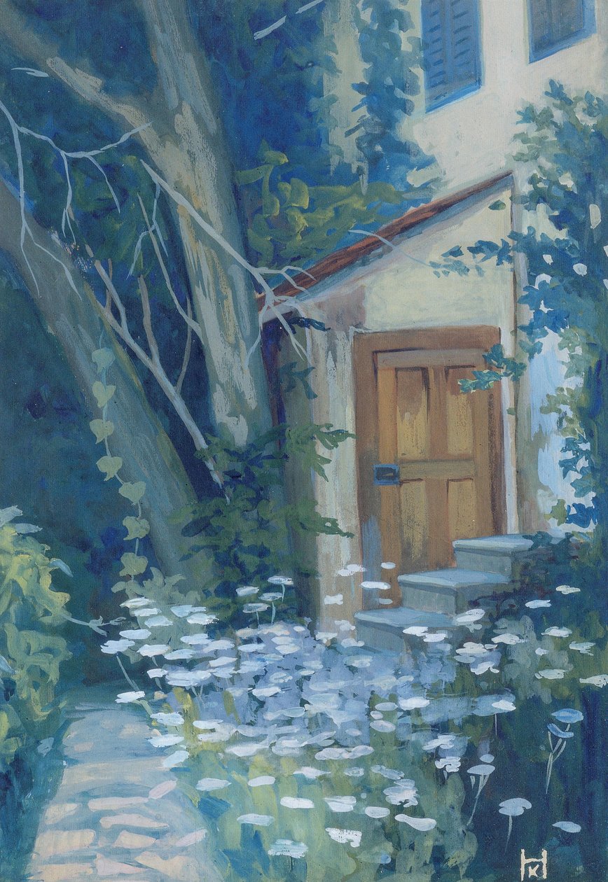 Tuinhoek met hemlockbloesems door Klara Hasslwander