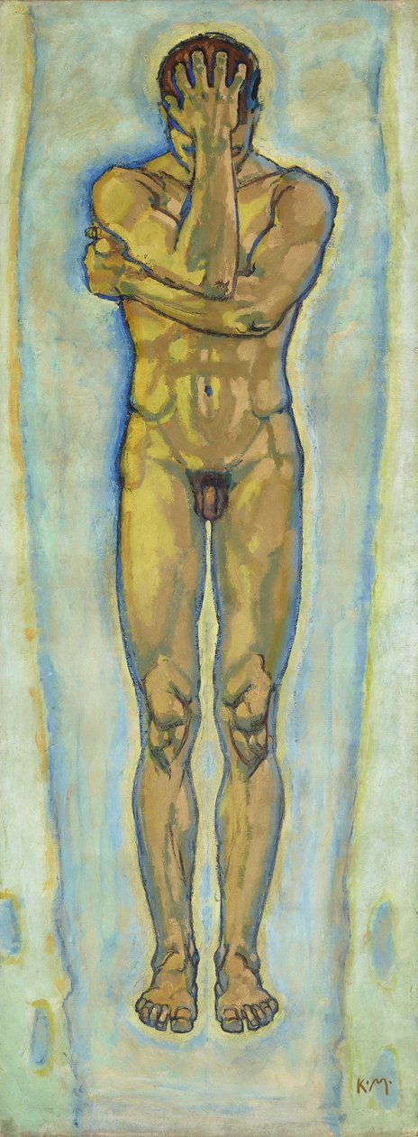 Mannelijk naakt geel en blauw, c. 1913 door Koloman Moser