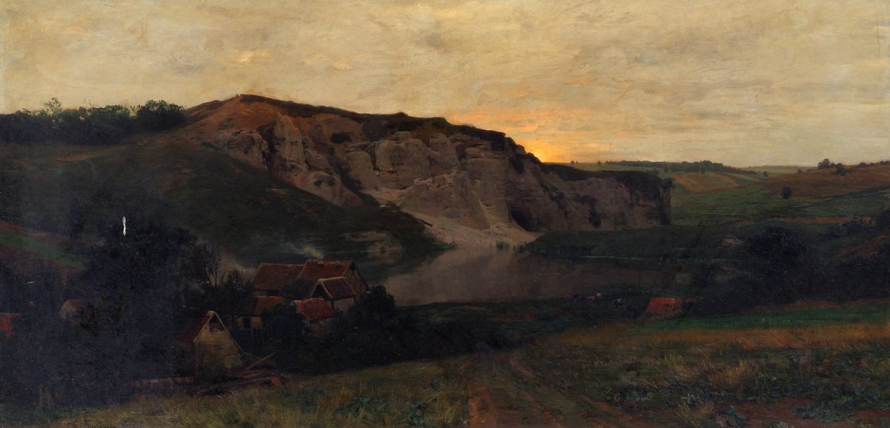Rotslandschap met vijver door Konrad Ludwig Lessing