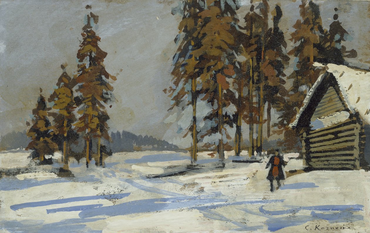 Winterlandschap door Konstantin Alekseevich Korovin