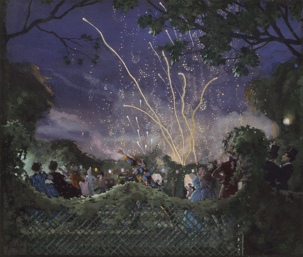 Vuurwerk, 1929 door Konstantin Andreevic Somov