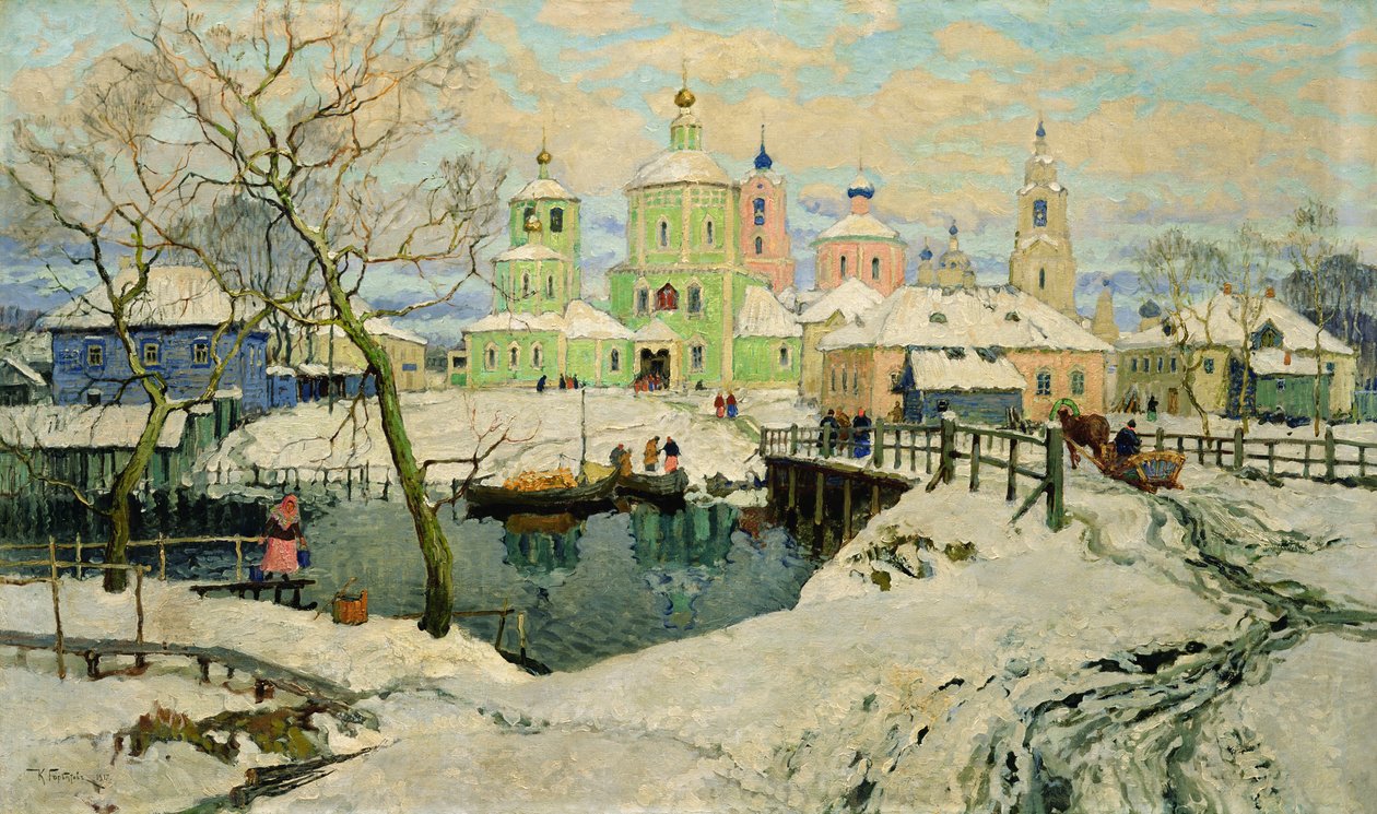 Het Kleine Dorp Torzhok, 1917 door Konstantin Ivanovich Gorbatov