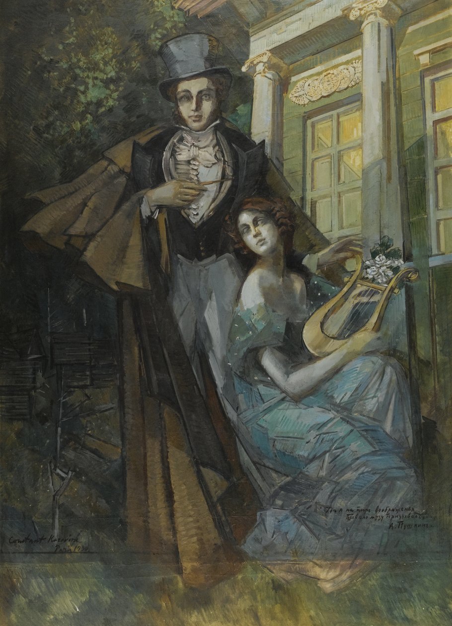 Pushkin en de muze door Konstantin Alekseevich Korovin