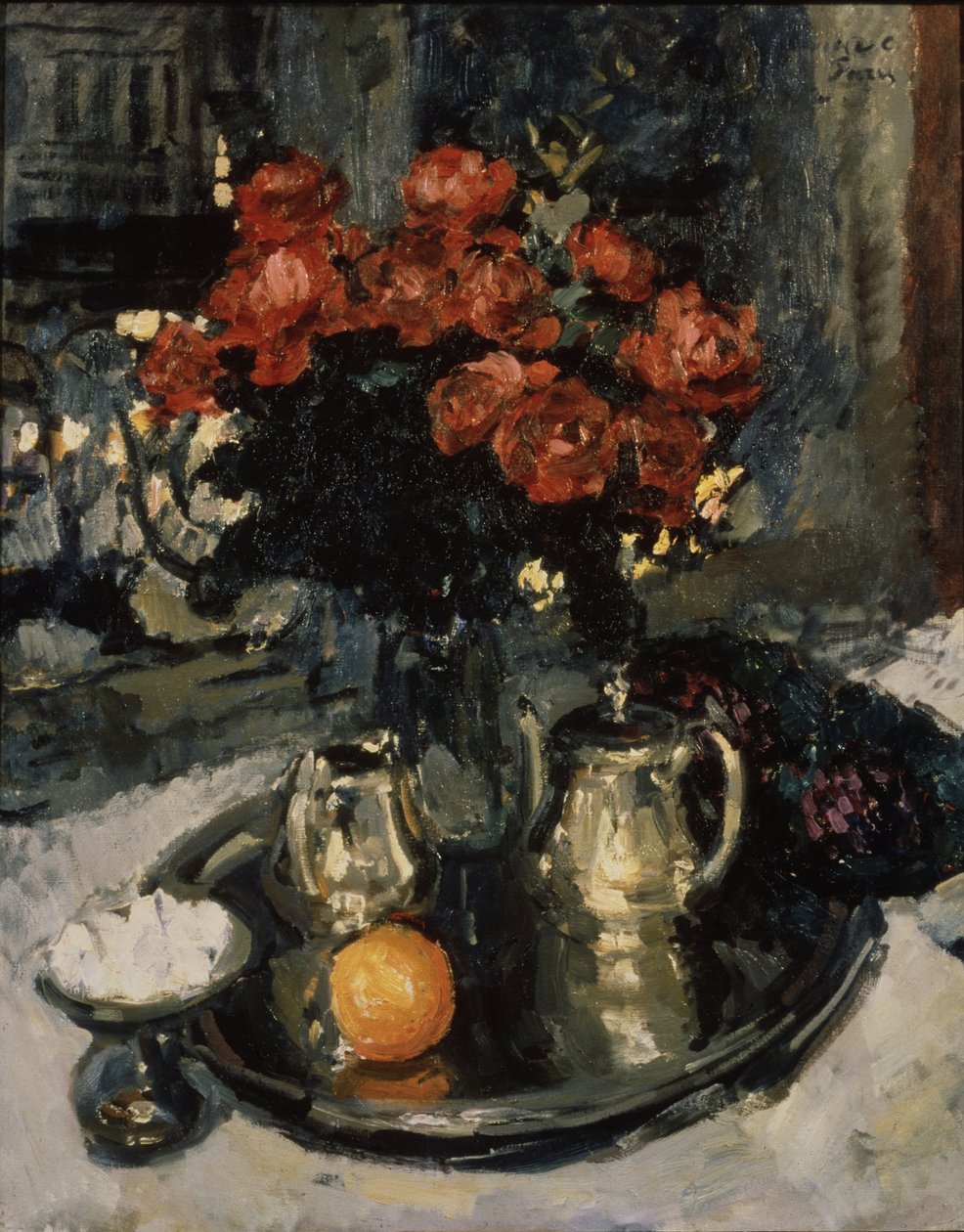 Rozen en viooltjes door Konstantin Alekseevich Korovin