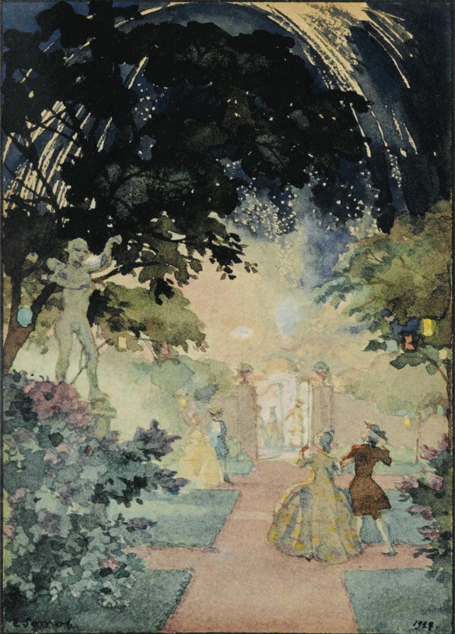 Het vuurwerk, 1927 door Konstantin Andreevic Somov