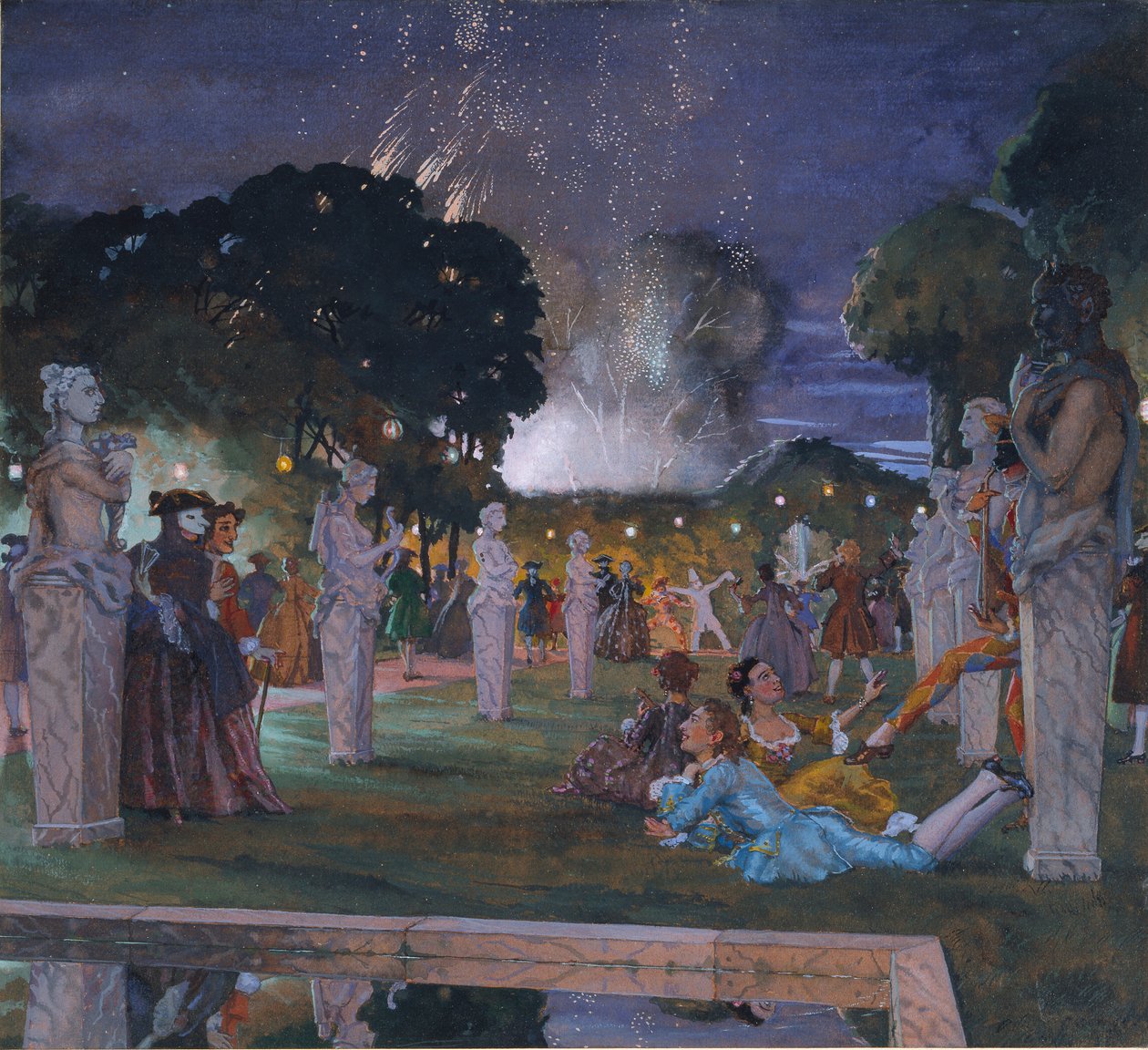 Feesten in de Omgeving van Venetië, 1930 door Konstantin Somov