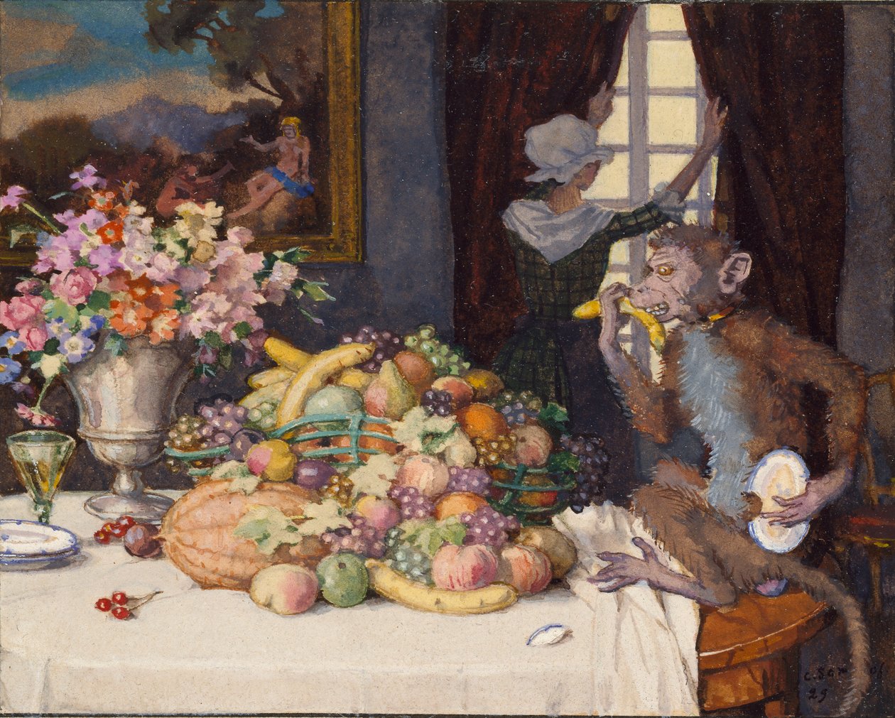 Hebzuchtige Aap, 1929 door Konstantin Somov