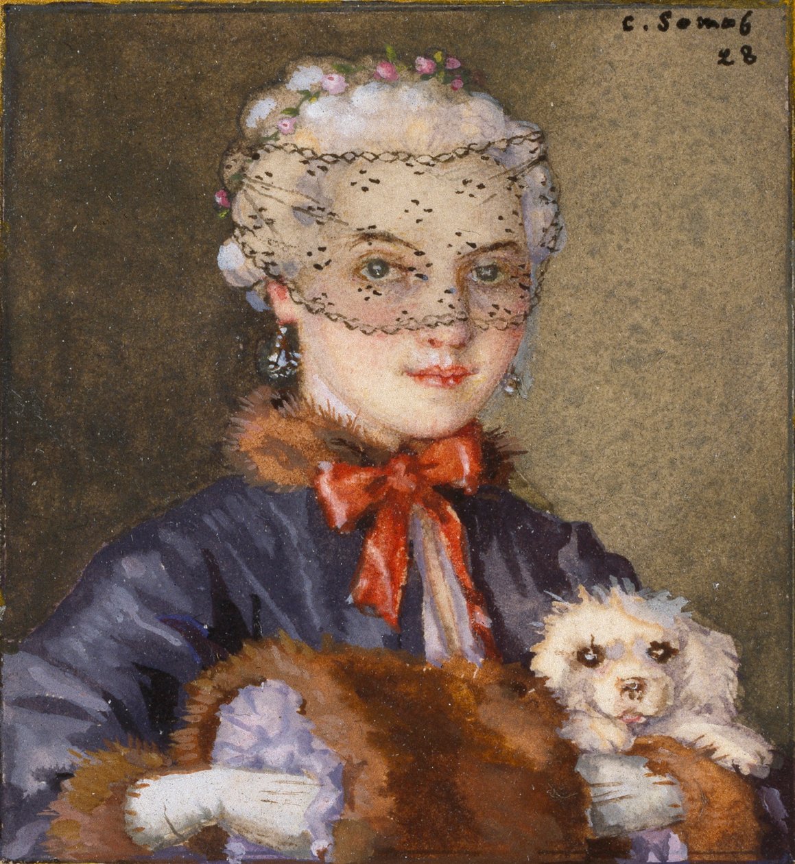 Dame met een hond door Konstantin Somov