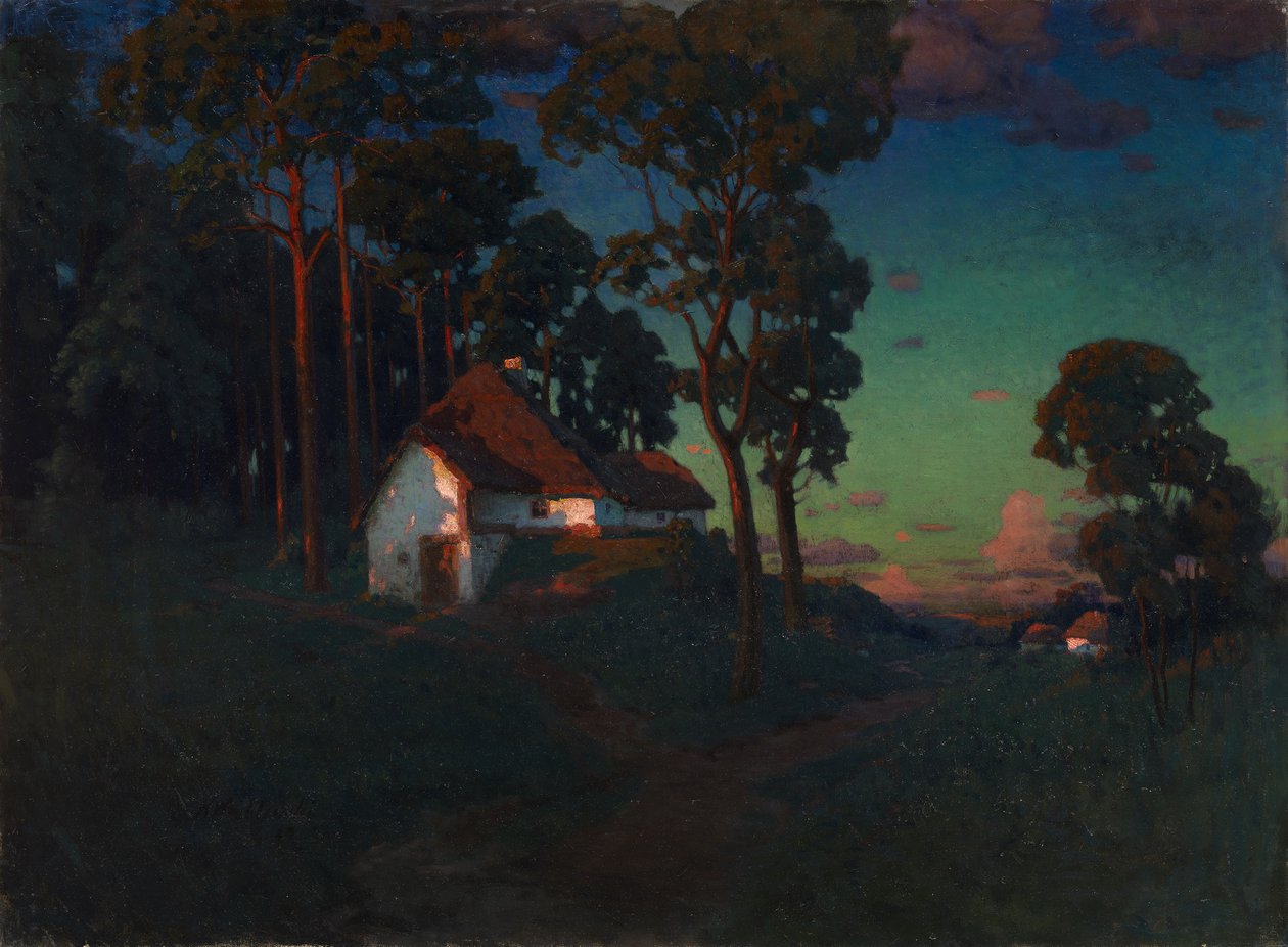 Dorp bij Zonsondergang, 1923 door Konstantin Wroblewski