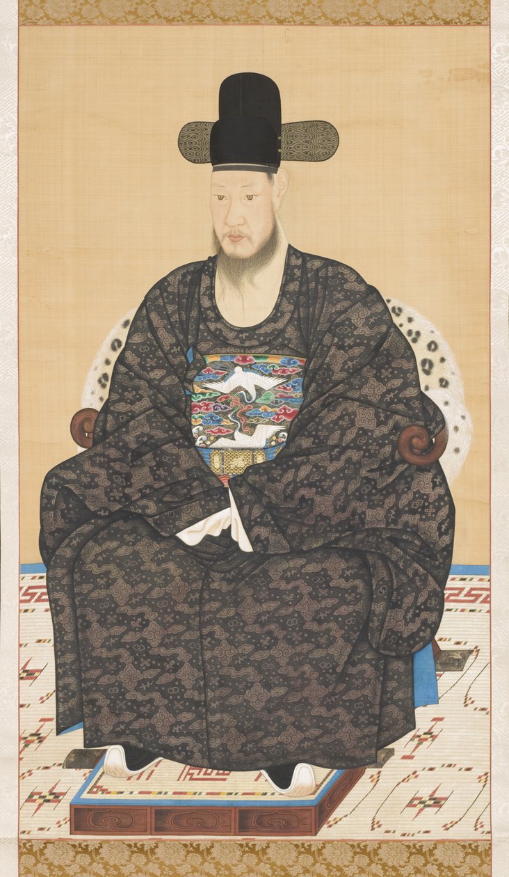 Portret van een Geleerde-ambtenaar in een Robe, 19e eeuw door Korean School
