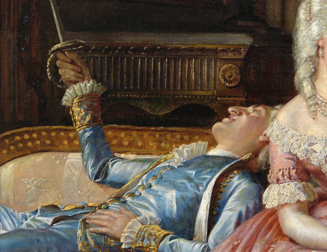 Scène van het hof van Christiaan VII, detail door Kristian Zahrtmann