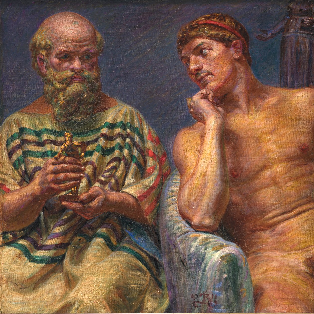 Socrates en Alcibiades door Kristian Zahrtmann