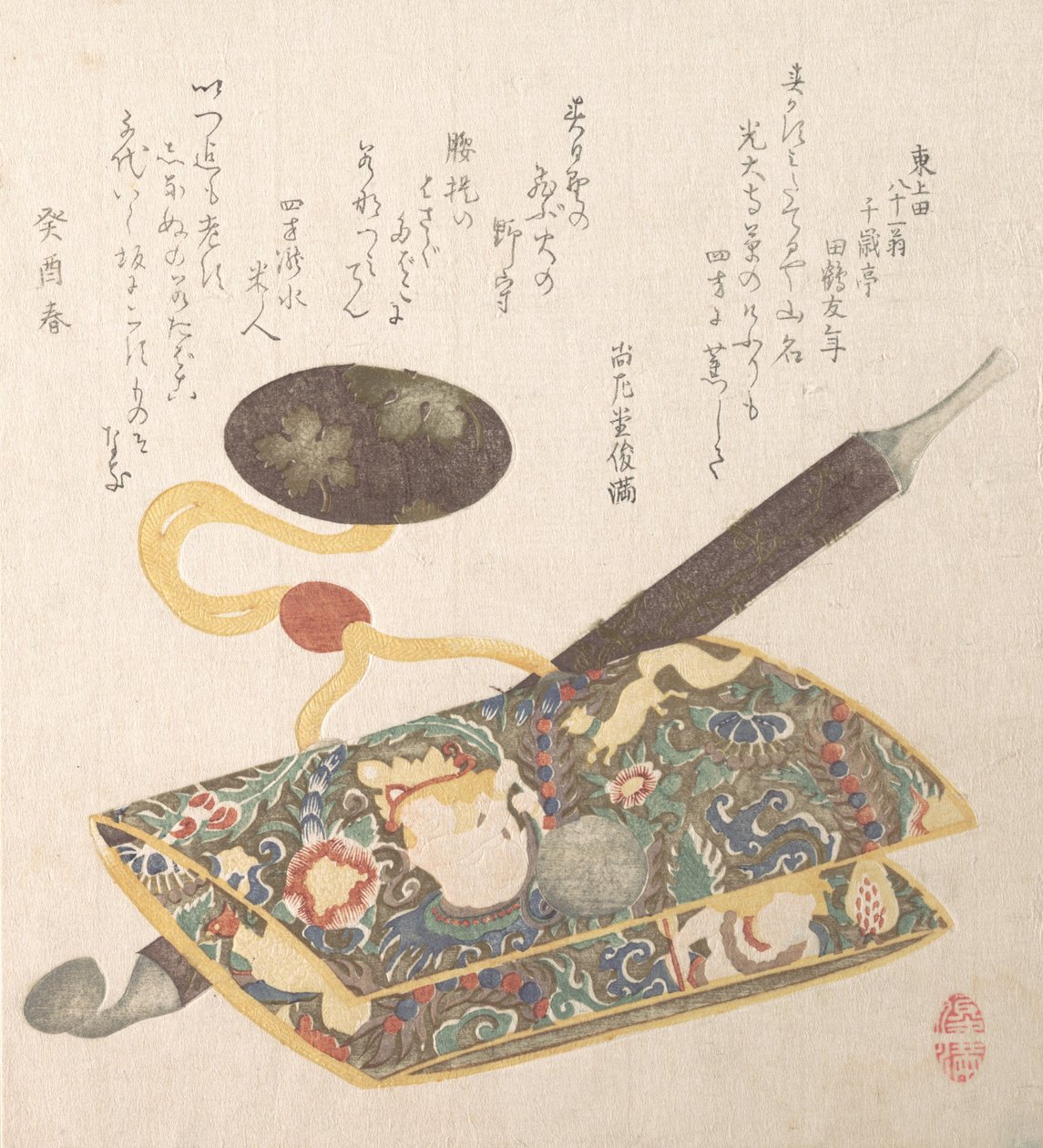 Tabakszak en Pijp, 1813 door Kubo Shunman
