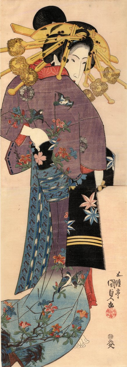 Een Staande Bijin, ca. 1820 door Kunisada