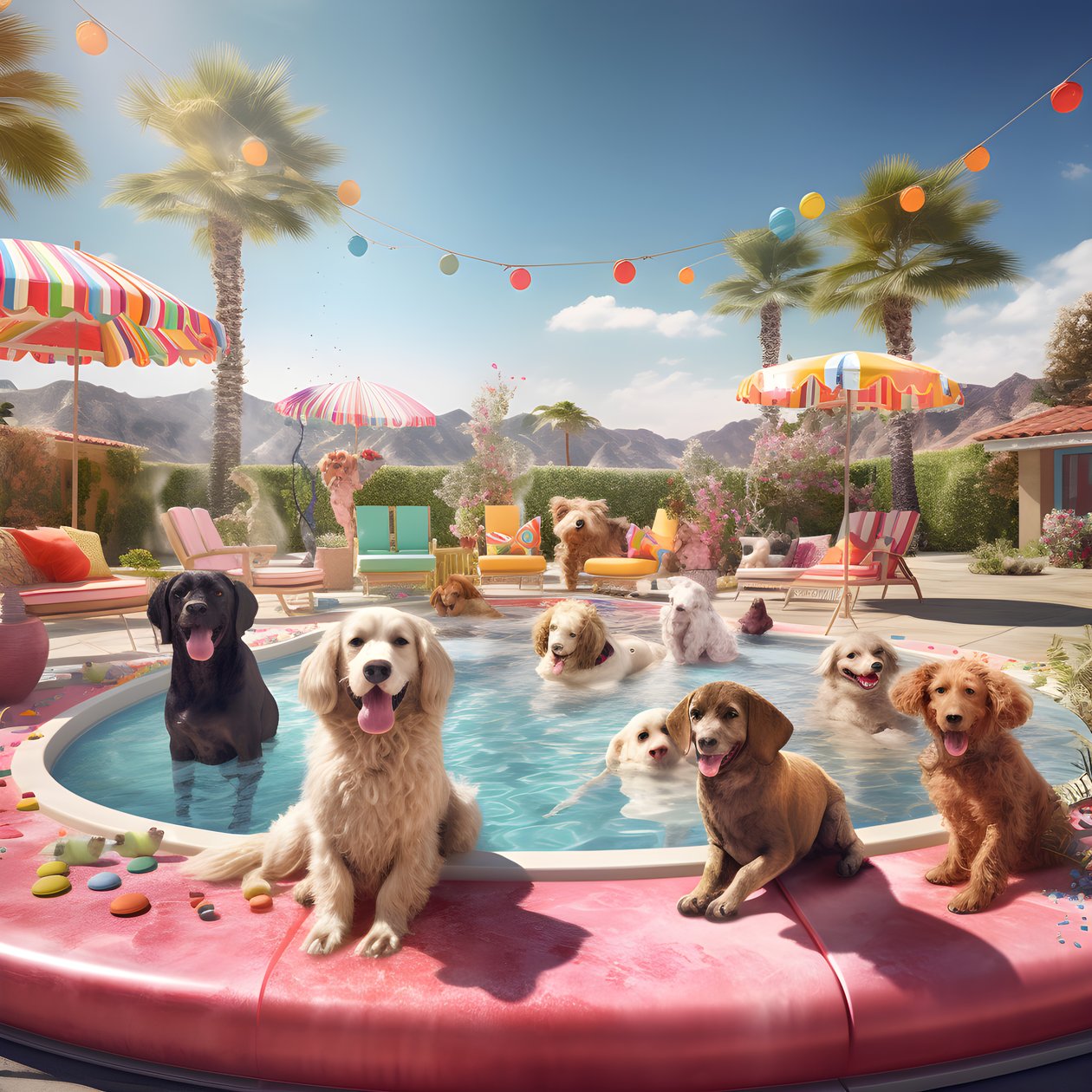Honden-poolparty in Palm Springs 2 door Kurt Heppke