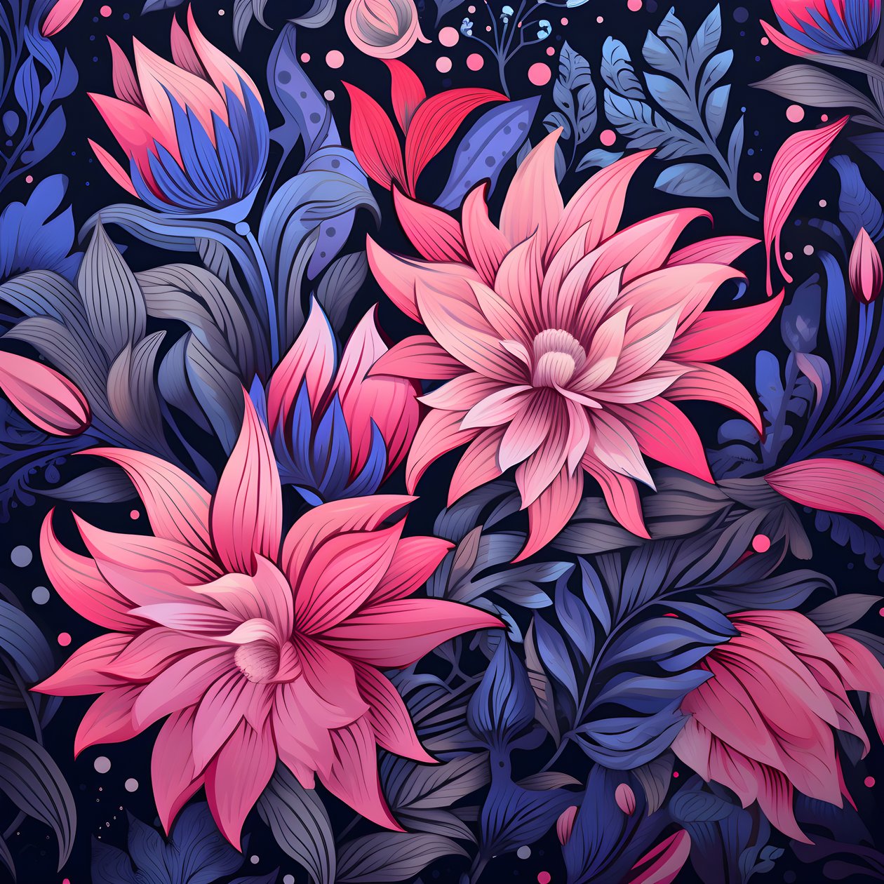 Een boeket bloemen in roze en blauw 1 door Kurt Heppke