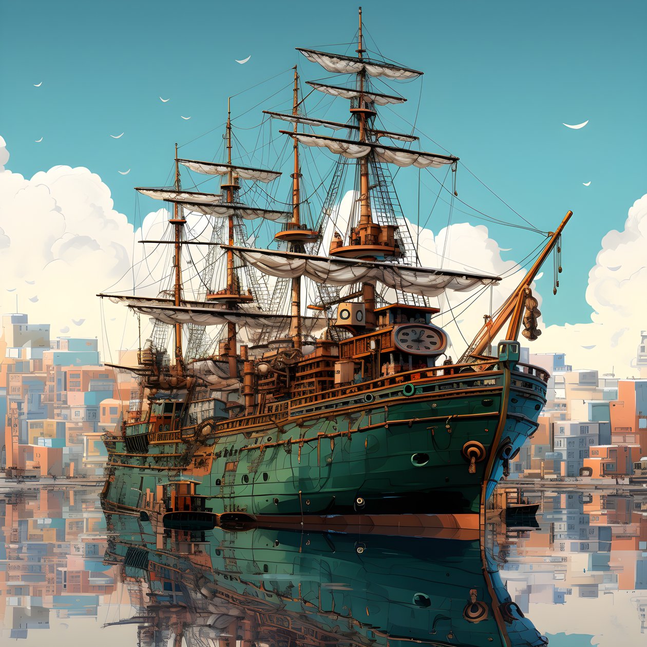 een groot schip in het water 1 door Kurt Heppke