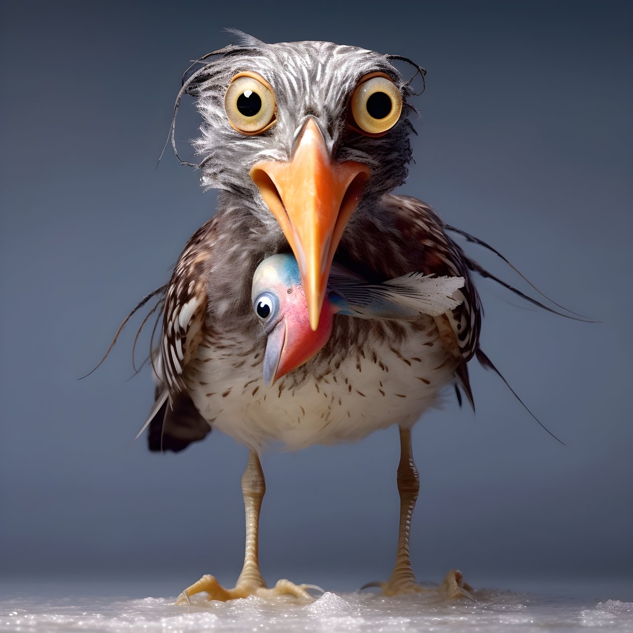 een strandloper houdt een vis vast door Kurt Heppke