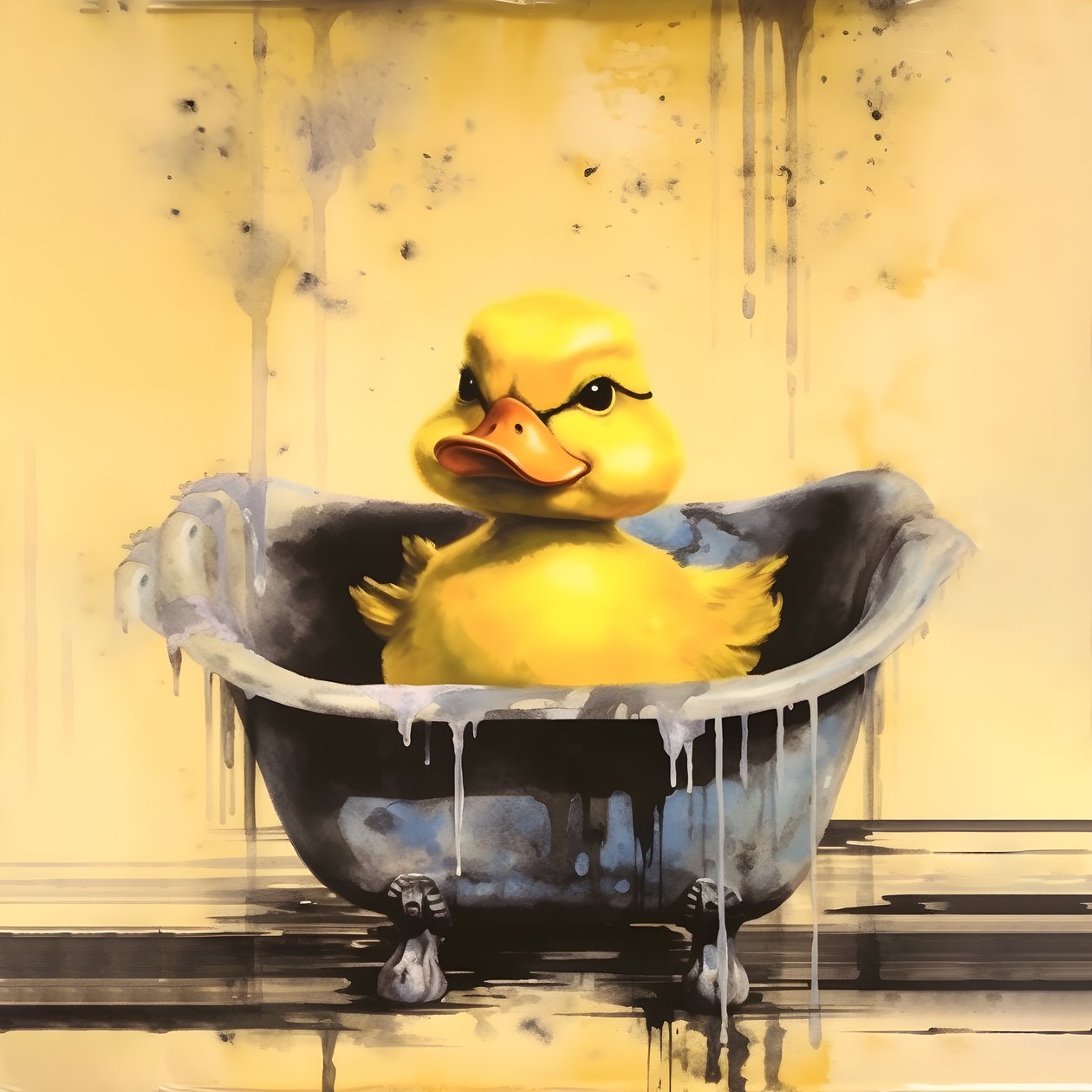 Trendy badeend reclameposter - de gele door Kurt Heppke