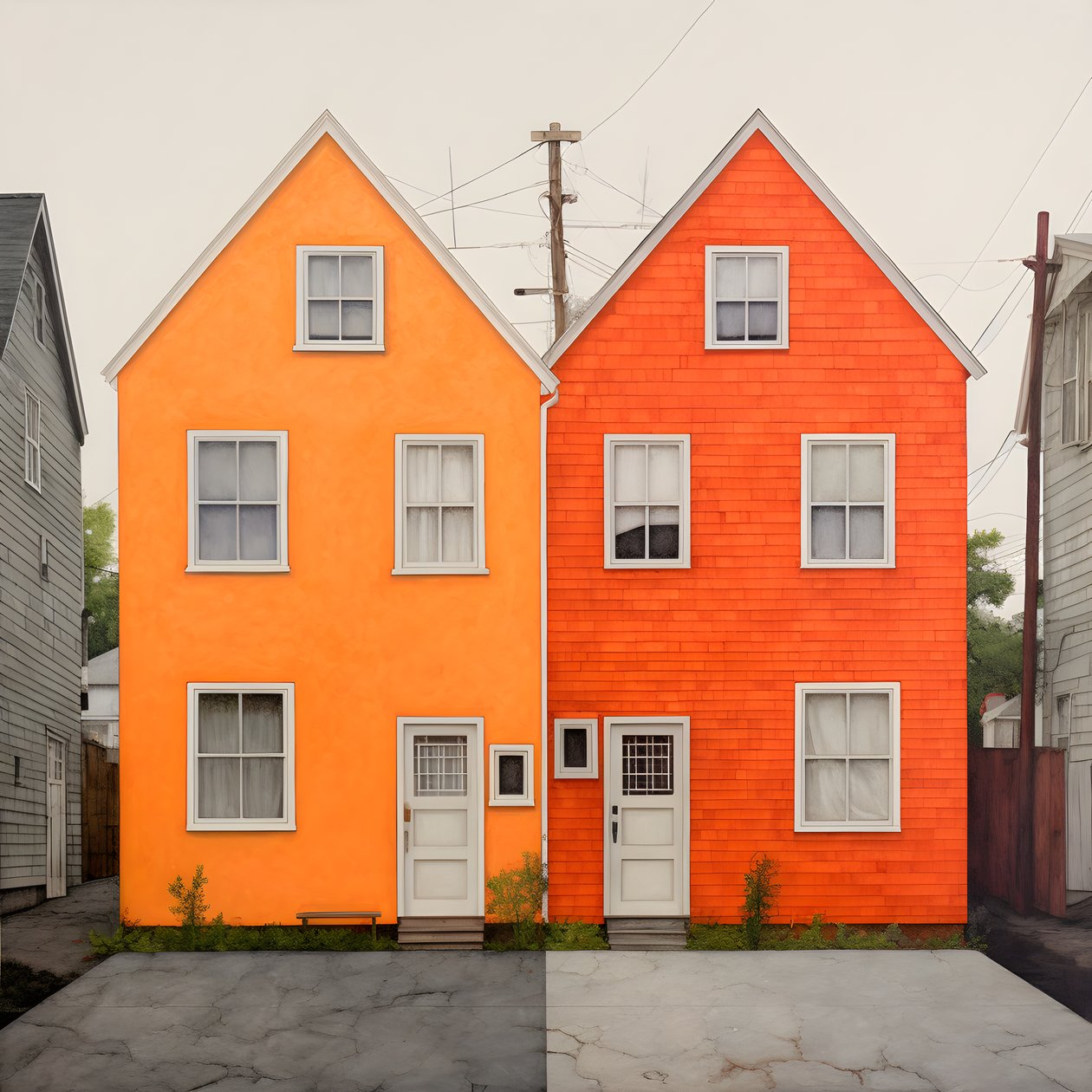 twee oranje huizen 3 door Kurt Heppke