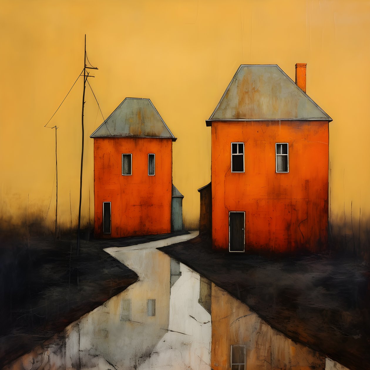 twee oranje huizen 4 door Kurt Heppke