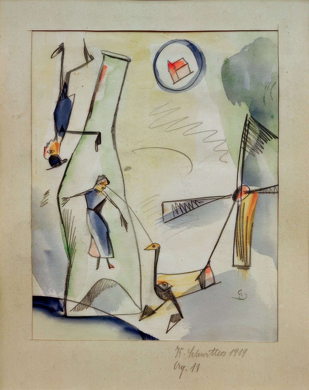 Aq. 11 (Beeld-Vrouw-Gans) door Kurt Schwitters