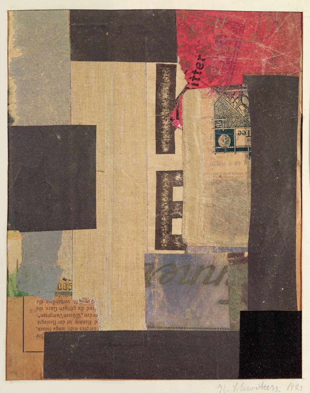 Collage, 1923 door Kurt Schwitters