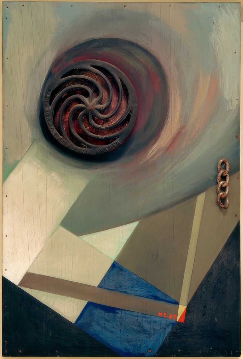 Merzbeeld met Ketting door Kurt Schwitters