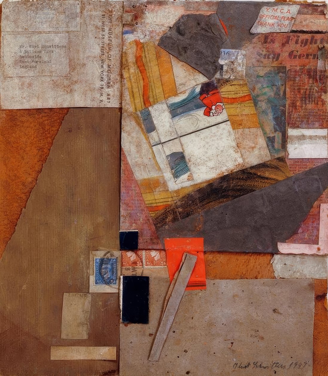 Zonder titel (Y.M.C.A. officiële vlag bedankt) door Kurt Schwitters