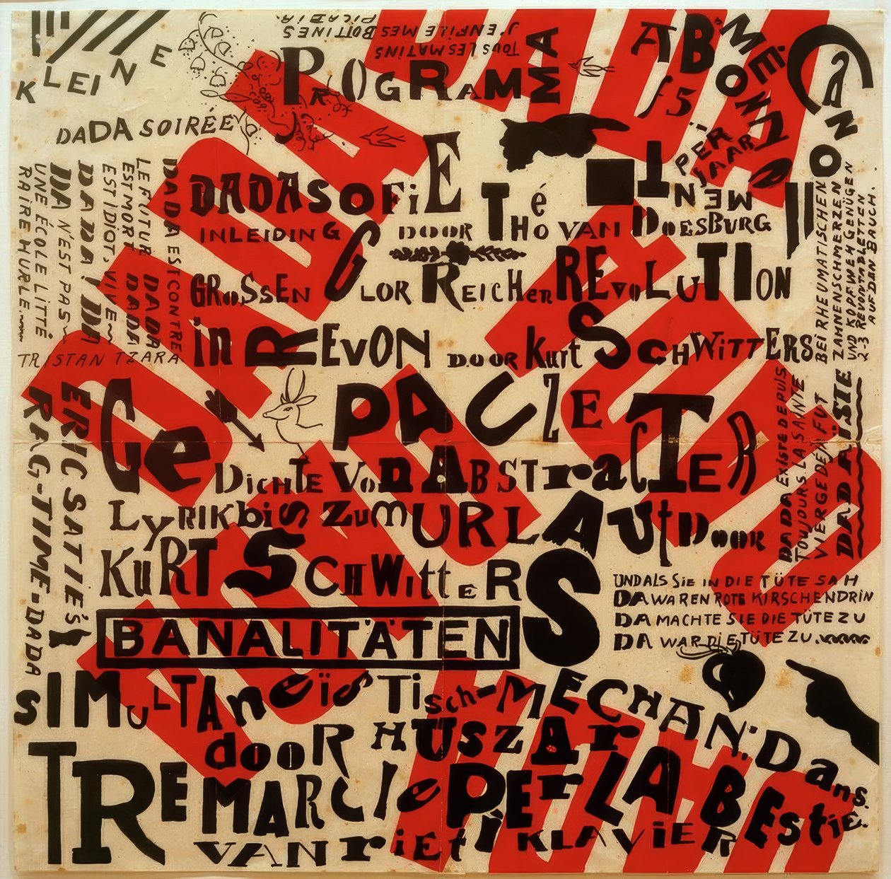 Poster voor een kleine Dada-Soirée door Kurt Schwitters