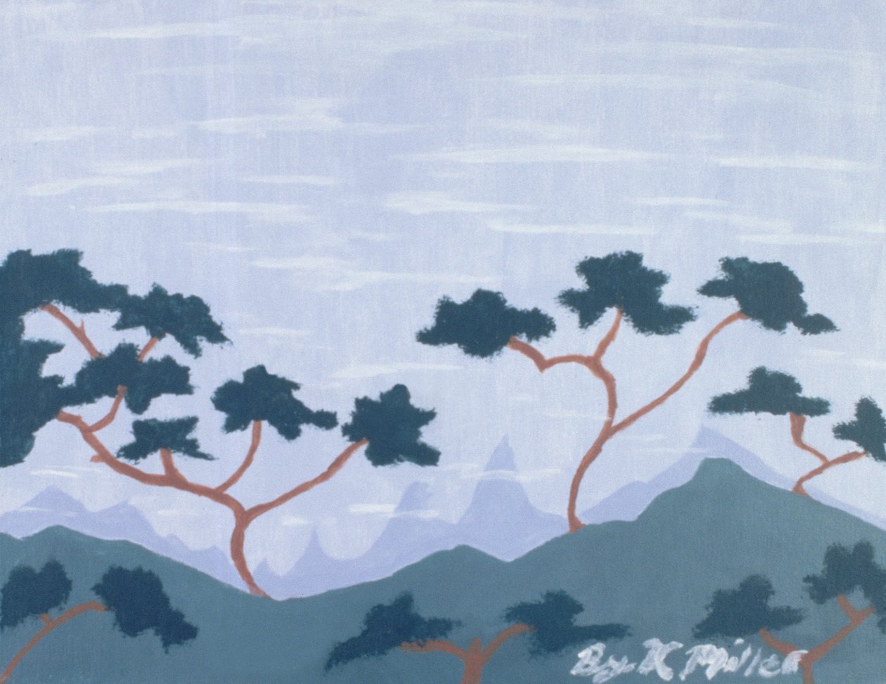 Bergtoppen, 2004 (acryl zonder doek) door Kurtis L. Miller
