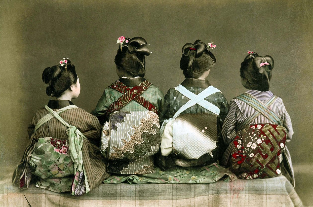 Vrouwelijke dansers, ca. 1890 door Kusakabe Kimbei