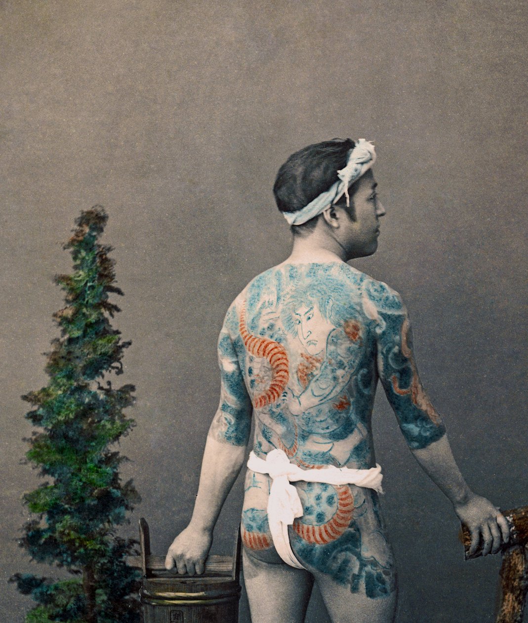 Getatoeëerde Japanse Betto-Groom, c.1880 door Kusakabe Kimbei