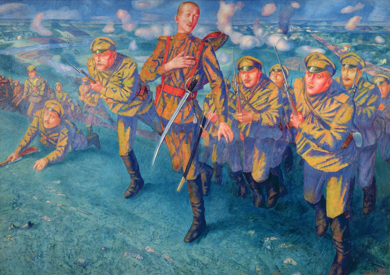 In de Vuurlinie, 1916 door Kuzma Sergeevich Petrov Vodkin