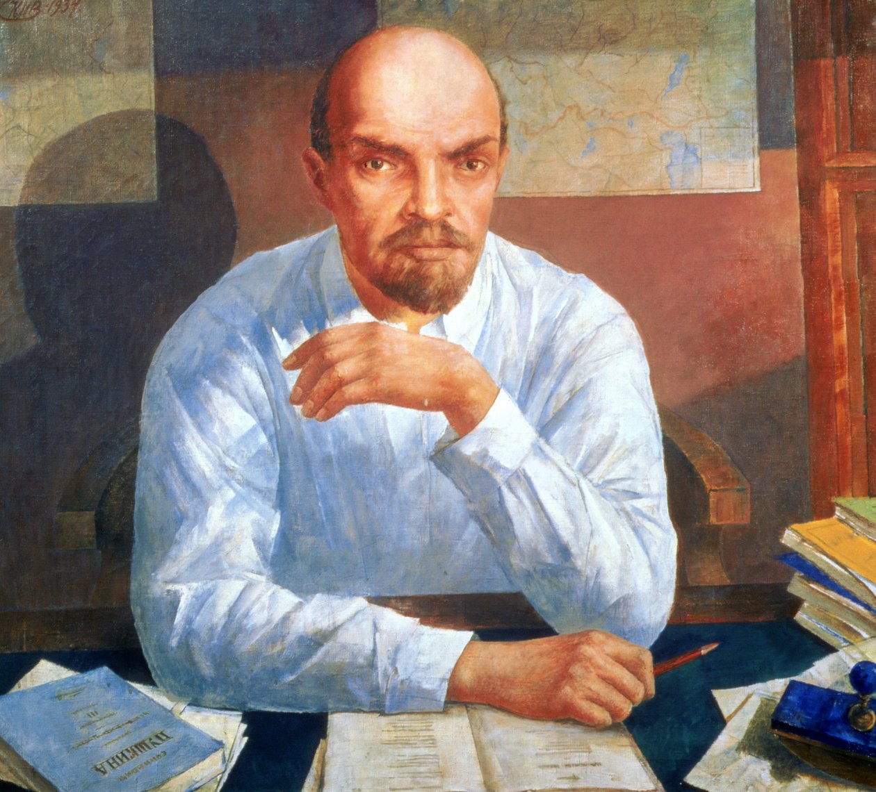 Portret van Vladimir Ilyich Lenin (1870-1924), 1934 door Kuzma Sergeevich Petrov Vodkin