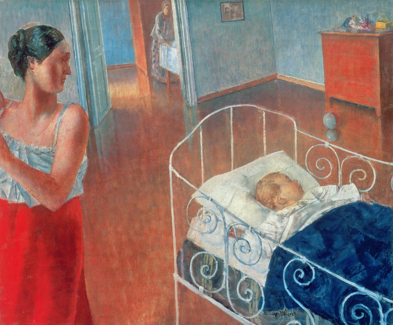 Slapend Kind, 1924 door Kuzma Sergeevich Petrov Vodkin