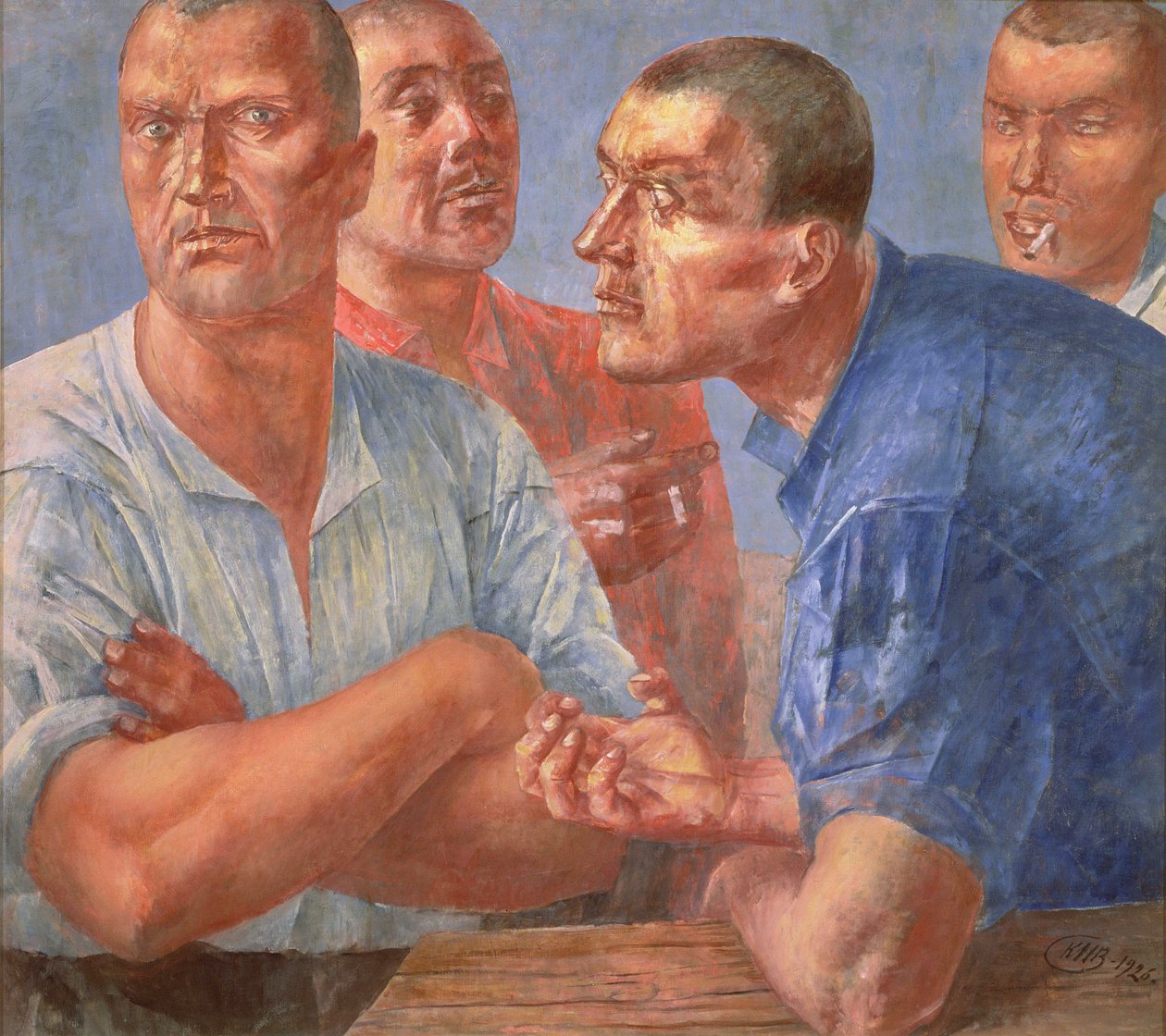 Arbeiders door Kuzma Sergeevich Petrov Vodkin